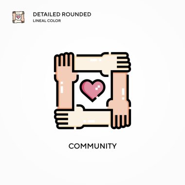 Topluluk vektör simgesi. Modern vektör illüstrasyon kavramları. Düzenlemesi ve kişiselleştirmesi kolay.