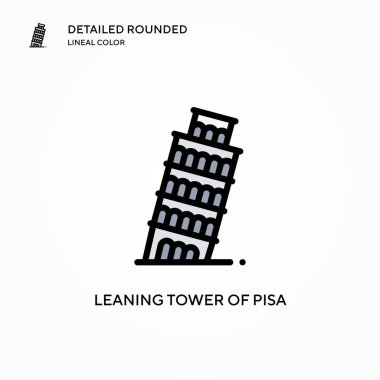 Sidikli vektör ikonunun eğik kulesi. Modern vektör illüstrasyon kavramları. Düzenlemesi ve kişiselleştirmesi kolay.