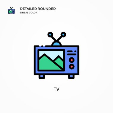 TV vektör simgesi. Modern vektör illüstrasyon kavramları. Düzenlemesi ve kişiselleştirmesi kolay.