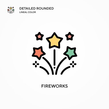 Havai fişek vektör simgesi. Modern vektör illüstrasyon kavramları. Düzenlemesi ve kişiselleştirmesi kolay.