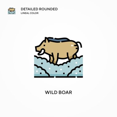 Yaban domuzu vektör simgesi. Modern vektör illüstrasyon kavramları. Düzenlemesi ve kişiselleştirmesi kolay.