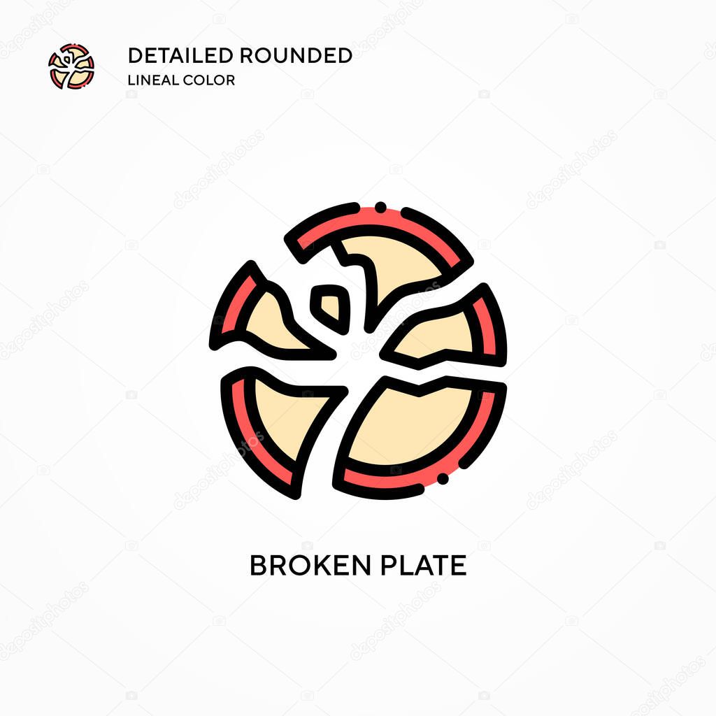 Broken plate vector icon. Modern vector illustration concepts. Easy to edit and customize.