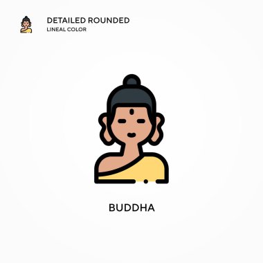 Buda vektör simgesi. Modern vektör illüstrasyon kavramları. Düzenlemesi ve kişiselleştirmesi kolay.