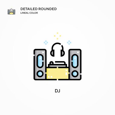 DJ vektör simgesi. Modern vektör illüstrasyon kavramları. Düzenlemesi ve kişiselleştirmesi kolay.