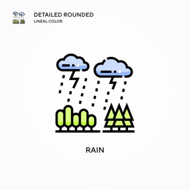 Yağmur vektör simgesi. Modern vektör illüstrasyon kavramları. Düzenlemesi ve kişiselleştirmesi kolay.
