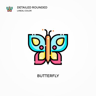 Kelebek vektör simgesi. Modern vektör illüstrasyon kavramları. Düzenlemesi ve kişiselleştirmesi kolay.