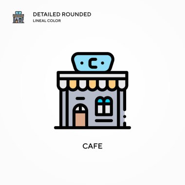 Kafe vektör simgesi. Modern vektör illüstrasyon kavramları. Düzenlemesi ve kişiselleştirmesi kolay.