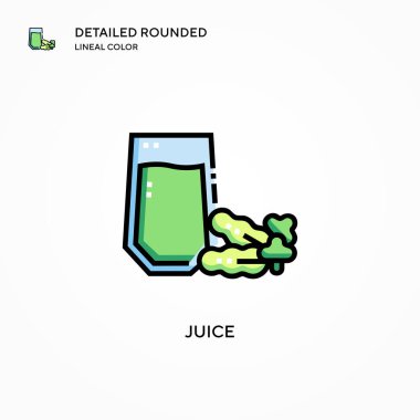 Meyve suyu vektörü ikonu. Modern vektör illüstrasyon kavramları. Düzenlemesi ve kişiselleştirmesi kolay.