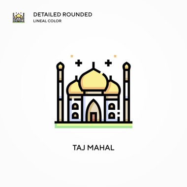 Taj mahal vektör simgesi. Modern vektör illüstrasyon kavramları. Düzenlemesi ve kişiselleştirmesi kolay.