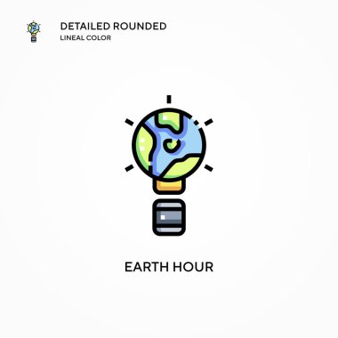 Dünya saati vektör simgesi. Modern vektör illüstrasyon kavramları. Düzenlemesi ve kişiselleştirmesi kolay.