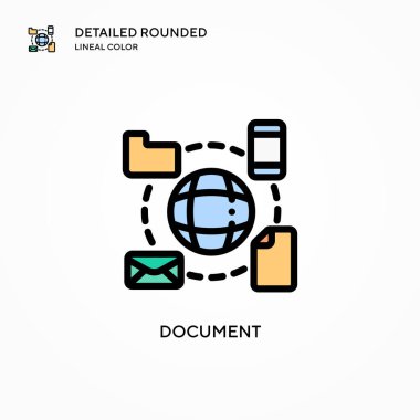 Belge vektör simgesi. Modern vektör illüstrasyon kavramları. Düzenlemesi ve kişiselleştirmesi kolay.