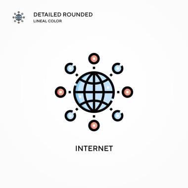 İnternet vektör simgesi. Modern vektör illüstrasyon kavramları. Düzenlemesi ve kişiselleştirmesi kolay.