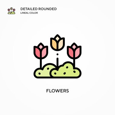 Çiçek vektör simgesi. Modern vektör illüstrasyon kavramları. Düzenlemesi ve kişiselleştirmesi kolay.