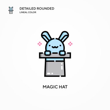 Sihirli şapka vektör simgesi. Modern vektör illüstrasyon kavramları. Düzenlemesi ve kişiselleştirmesi kolay.