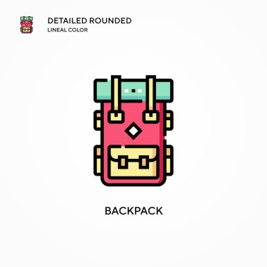 Sırt çantası vektör simgesi. Modern vektör illüstrasyon kavramları. Düzenlemesi ve kişiselleştirmesi kolay.