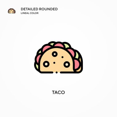 Taco vektör ikonu. Modern vektör illüstrasyon kavramları. Düzenlemesi ve kişiselleştirmesi kolay.