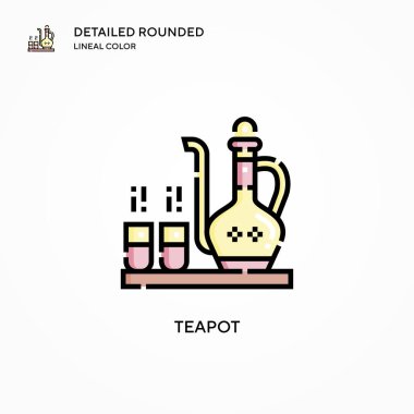Çaydanlık vektör simgesi. Modern vektör illüstrasyon kavramları. Düzenlemesi ve kişiselleştirmesi kolay.