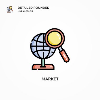 Pazar vektör simgesi. Modern vektör illüstrasyon kavramları. Düzenlemesi ve kişiselleştirmesi kolay.