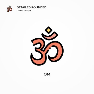 Om vektör simgesi. Modern vektör illüstrasyon kavramları. Düzenlemesi ve kişiselleştirmesi kolay.