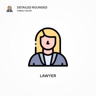 Avukat vektör simgesi. Modern vektör illüstrasyon kavramları. Düzenlemesi ve kişiselleştirmesi kolay.