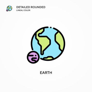 Dünya vektör simgesi. Modern vektör illüstrasyon kavramları. Düzenlemesi ve kişiselleştirmesi kolay.