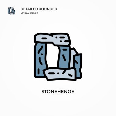 Stonehenge vektör simgesi. Modern vektör illüstrasyon kavramları. Düzenlemesi ve kişiselleştirmesi kolay.