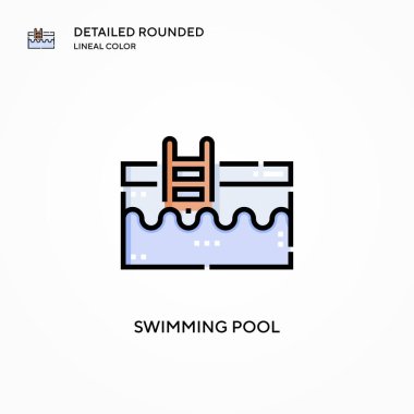 Yüzme havuzu vektör simgesi. Modern vektör illüstrasyon kavramları. Düzenlemesi ve kişiselleştirmesi kolay.