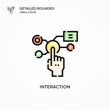 Etkileşim vektör simgesi. Modern vektör illüstrasyon kavramları. Düzenlemesi ve kişiselleştirmesi kolay.