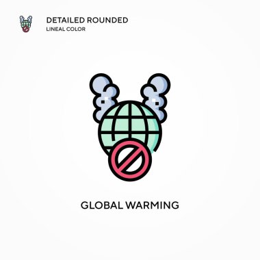 Küresel ısınma vektör simgesi. Modern vektör illüstrasyon kavramları. Düzenlemesi ve kişiselleştirmesi kolay.