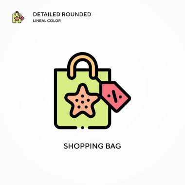 Alışveriş poşeti vektör simgesi. Modern vektör illüstrasyon kavramları. Düzenlemesi ve kişiselleştirmesi kolay.