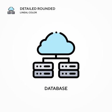 Veritabanı vektör simgesi. Modern vektör illüstrasyon kavramları. Düzenlemesi ve kişiselleştirmesi kolay.