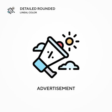 Reklam vektörü simgesi. Modern vektör illüstrasyon kavramları. Düzenlemesi ve kişiselleştirmesi kolay.