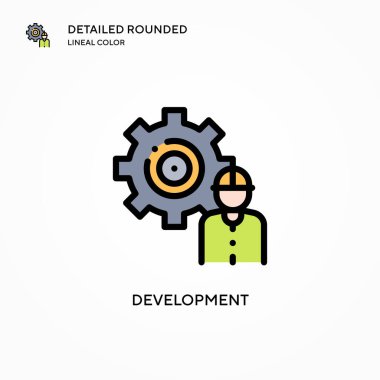 Geliştirme vektör simgesi. Modern vektör illüstrasyon kavramları. Düzenlemesi ve kişiselleştirmesi kolay.