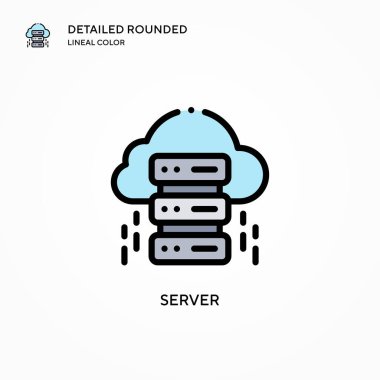 Sunucu vektör simgesi. Modern vektör illüstrasyon kavramları. Düzenlemesi ve kişiselleştirmesi kolay.