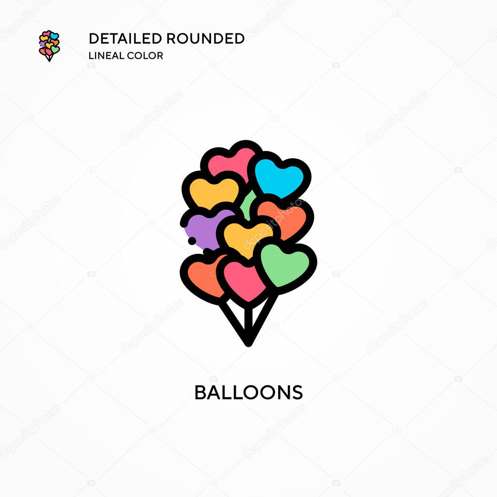 Balloons vector icon. Modern vector illustration concepts. Easy to edit and customize.