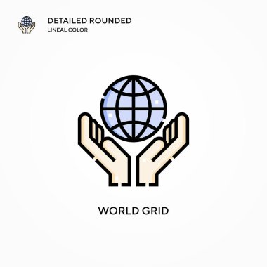 Dünya ızgara vektör simgesi. Modern vektör illüstrasyon kavramları. Düzenlemesi ve kişiselleştirmesi kolay.