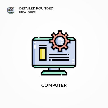 Bilgisayar vektör simgesi. Modern vektör illüstrasyon kavramları. Düzenlemesi ve kişiselleştirmesi kolay.