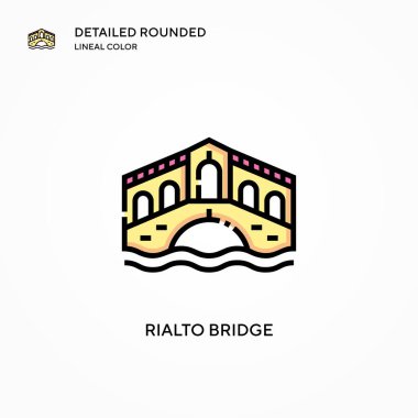 Rialto Köprüsü vektör simgesi. Modern vektör illüstrasyon kavramları. Düzenlemesi ve kişiselleştirmesi kolay.