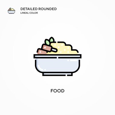 Yiyecek vektör simgesi. Modern vektör illüstrasyon kavramları. Düzenlemesi ve kişiselleştirmesi kolay.