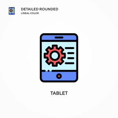 Tablet vektör simgesi. Modern vektör illüstrasyon kavramları. Düzenlemesi ve kişiselleştirmesi kolay.