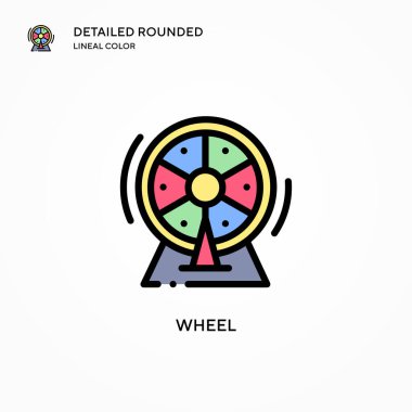 Tekerlek vektör simgesi. Modern vektör illüstrasyon kavramları. Düzenlemesi ve kişiselleştirmesi kolay.