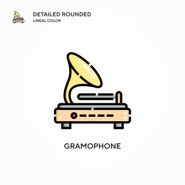 Gramofon vektör simgesi. Modern vektör illüstrasyon kavramları. Düzenlemesi ve kişiselleştirmesi kolay.
