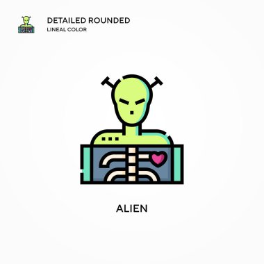 Uzaylı vektör simgesi. Modern vektör illüstrasyon kavramları. Düzenlemesi ve kişiselleştirmesi kolay.