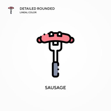 Sosis vektör simgesi. Modern vektör illüstrasyon kavramları. Düzenlemesi ve kişiselleştirmesi kolay.