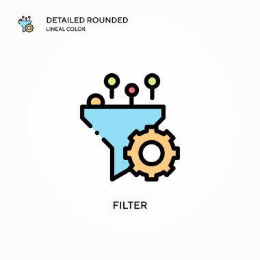 Filtre vektör simgesi. Modern vektör illüstrasyon kavramları. Düzenlemesi ve kişiselleştirmesi kolay.