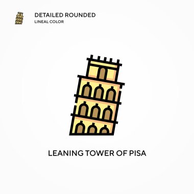 Sidikli vektör ikonunun eğik kulesi. Modern vektör illüstrasyon kavramları. Düzenlemesi ve kişiselleştirmesi kolay.