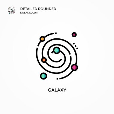 Galaksi vektör simgesi. Modern vektör illüstrasyon kavramları. Düzenlemesi ve kişiselleştirmesi kolay.