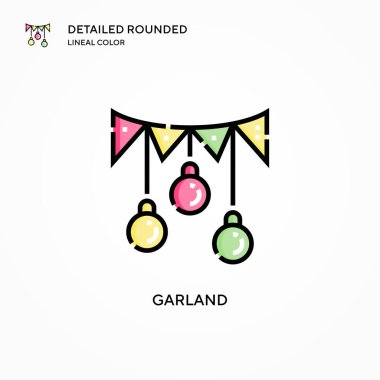 Çelenk vektör simgesi. Modern vektör illüstrasyon kavramları. Düzenlemesi ve kişiselleştirmesi kolay.