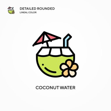 Hindistan cevizi suyu vektör simgesi. Modern vektör illüstrasyon kavramları. Düzenlemesi ve kişiselleştirmesi kolay.