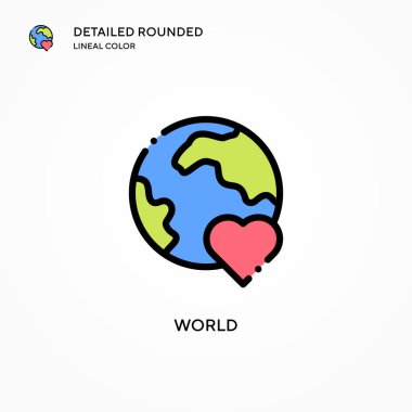 Dünya vektör simgesi. Modern vektör illüstrasyon kavramları. Düzenlemesi ve kişiselleştirmesi kolay.